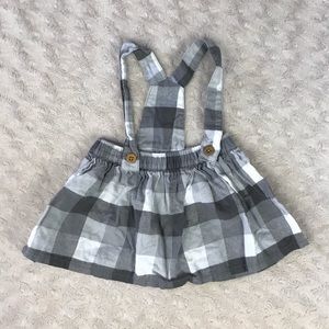 Carter’s Gray Plaid Suspender Skirt Overalls 3M